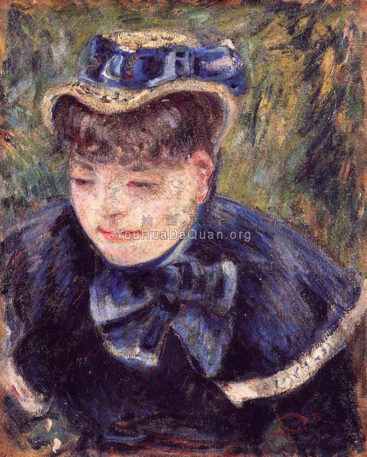 Young Woman with a Blue Cape and Scarf - 阿曼·吉约曼